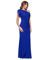 Xscape Petite One-Shoulder Scuba Crepe Gown