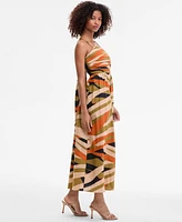 Msk Women's Cotton Pleated-Bodice Tie-Back Midi Dress