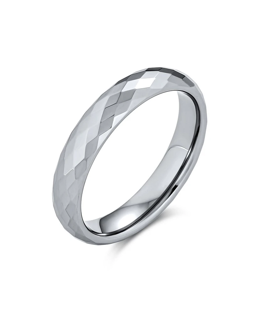Bling Jewelry Multi Faceted Prism Cut Titanium Band Rings Silver Tone Comfort Fit
