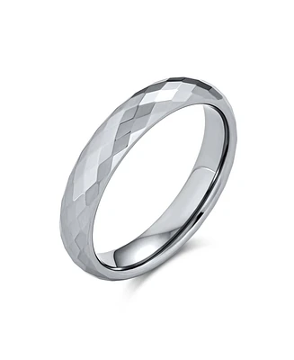 Bling Jewelry Multi Faceted Prism Cut Titanium Band Rings Silver Tone Comfort Fit