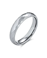 Bling Jewelry Multi Faceted Prism Cut Titanium Band Rings Silver Tone Comfort Fit