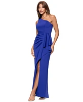 Xscape Women's One-Shoulder Ruffled Long Fit & Flare Dress