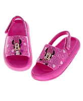 Disney Toddler Girls Minnie Mouse Hook and Loop Backstrap Slides