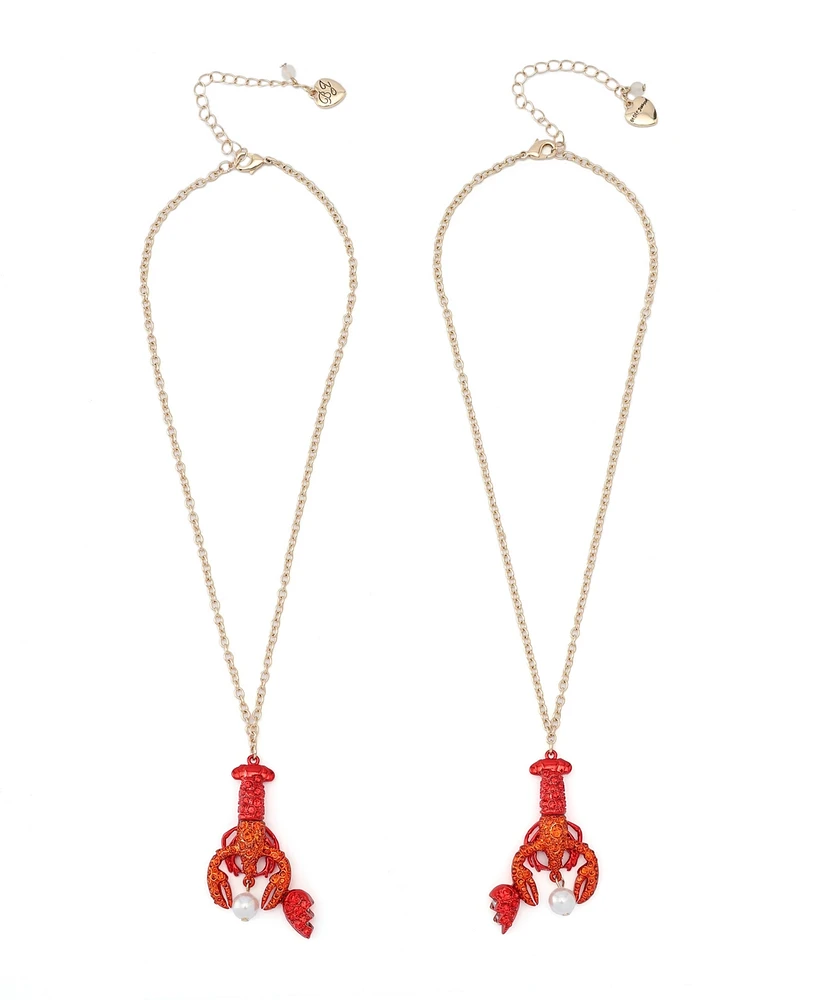 Betsey Johnson Mermaid Jewels Lobster Friendship Necklace Set