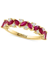 Effy Ruby (1 ct. t.w.) & Diamond (1/5 ct. t.w.) Marquise Cluster Ring in 14k Gold