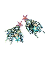 Betsey Johnson Mermaid Jewels Starfish Bead Fringe Statement Earrings