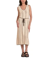 Elan Women's Crochet Sleeveless Tassel-Tie Midi Dress