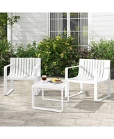 Patio Chairs Set of 4 Weather-resistant Plastic Outdoor Armchairs
