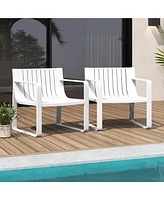 Patio Chairs Set of 4 Weather-resistant Plastic Outdoor Armchairs