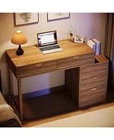 Tribesigns Computer Desk with 5 Drawers,Modern Wooden Study Table Office Workstation for Home Office, Small Spaces