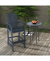 Counter Height Outdoor Hdpe Bar Stool with Armrests and Footrest
