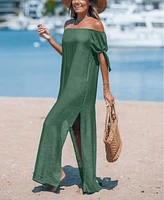 Cupshe Women's Coastal Drift Green Cover-Up Maxi Beach Dress