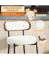 Dyhome 24 inches Bar Stools Set of 3, Modern Counter Height with Wood Back for Kitchen Island, Boucle Fabric Upholstered Barstools Home
