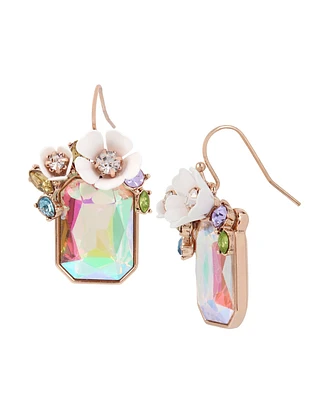 Betsey Johnson Faux Stone Flower Cluster Stone Drop Earrings