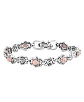 Sterling Silver Rhodochrosite Concha Link Bracelet