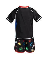 Avengers Boys Upf 50+ Rash Guard and Swim Trunks Outfit Set