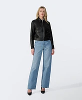 Furniq Uk Women's Bomber Leather Jacket