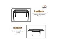 Casainc Aluminum Patio Outdoor Extendable Dining Table