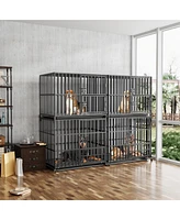 Bingopaw Stackable Heavy-Duty Dog Cage With Casters and Tray