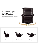 Paoletta Genuine Leather Manual Swivel Glider Recliner