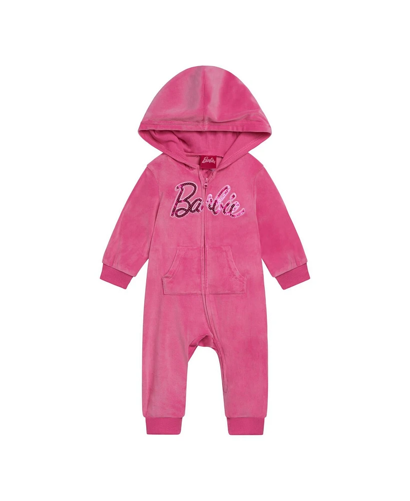 Barbie Baby Girls Velour Matching Family Zip Up Hoodie & Pants Outfit Set Adult