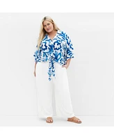 City Chic Plus Tie Print Shirt
