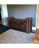 Suede Storage Bench with Drawer for Shoes and Accessories in Entryway