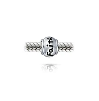 Bling Jewelry Set of 2 Word Faith & Believe Message Charm Bead Sterling Silver for European Bracelet