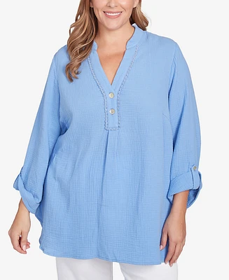 Ruby Rd. Plus Sleeve Henley Top