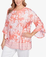 Ruby Rd. Plus Puff Print Ruffle Top