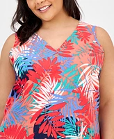 Jones New York Plus Printed Linen-Blend Dress