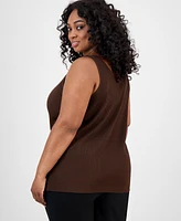 Jones New York Plus Sutton Ribbed-Knit Tank Top