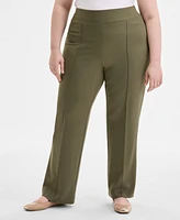 Jones New York Plus Serenity Piping-Trim Ponte-Knit Pants