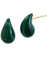 Effy Malachite Fancy-Cut Curved Teardrop Stud Earrings in 14k Gold