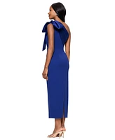 Betsy & Adam Women's Satin-Bow-Trim One-Shoulder Scuba Dress