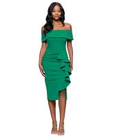 Betsy & Adam Petite Off-The-Shoulder Ruffle Sheath Dress