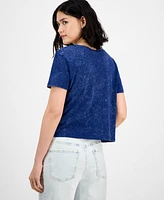 Pretty Rebel Juniors' New York Glitter Mineral Wash Cotton Graphic T-Shirt