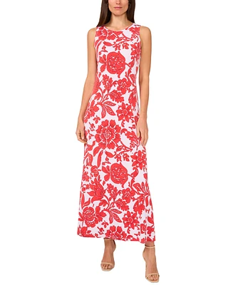 Vince Camuto Women's Floral Sleeveless Keyhole-Back Crewneck Maxi Dress