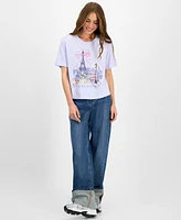 Rebellious One Juniors' Paris Bow Graphic T-Shirt