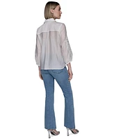 Karl Lagerfeld Paris Women's Floral Cutout Blouse