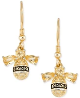 Citrine (2 ct. t.w.) & Marcasite Bee Drop Earrings in 18k Gold-Plated Sterling Silver