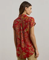 Lauren Ralph Women's Relaxed-Fit Floral Short-Sleeve Shirt