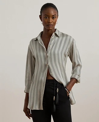Lauren Ralph Women's Relaxed-Fit Striped Satin Shirt