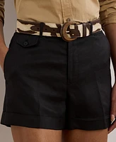 Lauren Ralph Women's Pleated Linen-Blend Twill Shorts