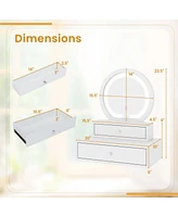Vanity Mirror with 2 Slide-out Drawers 3 Lighting Modes & Adjustable Brightness
