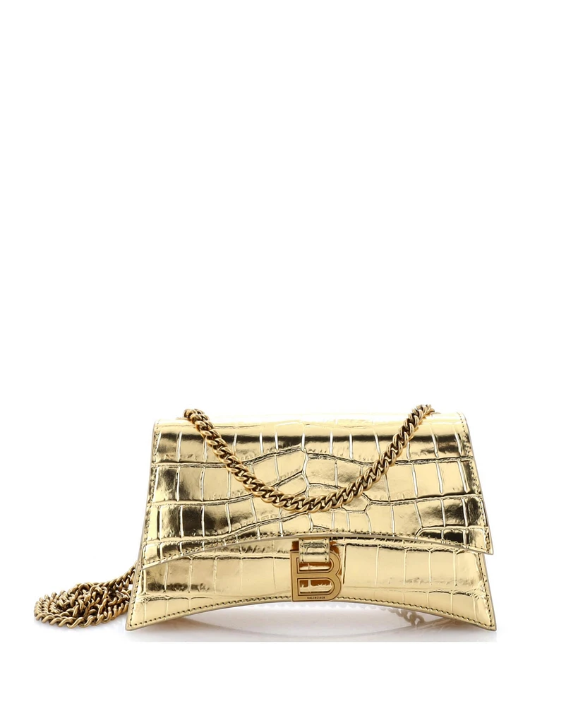 Pre-Owned Balenciaga Xs Crush Chain Flap Bag Embossed Leather