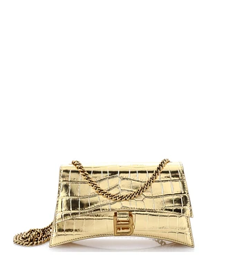 Pre-Owned Balenciaga Xs Crush Chain Flap Bag Embossed Leather