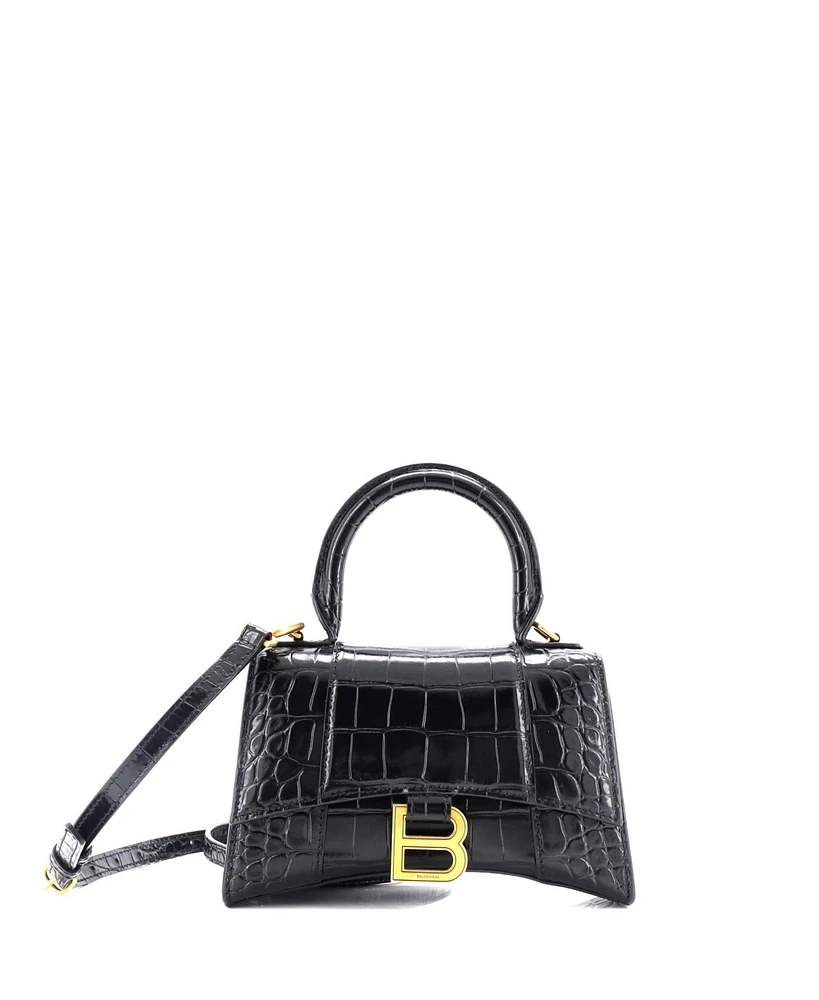 Pre-Owned Balenciaga Xs Hourglass Top Handle Bag Embossed Leather