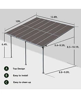 Aoodor 10' x 12.8' Wall Mount Gazebo Outdoor Pergola Polycarbonate Gazebo Panels Canopy