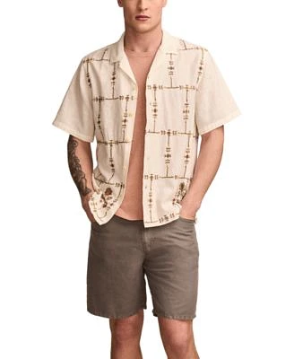 Lucky Brand Embroidered Camp Shirt Graphic T Shirt Five Pocket Shorts